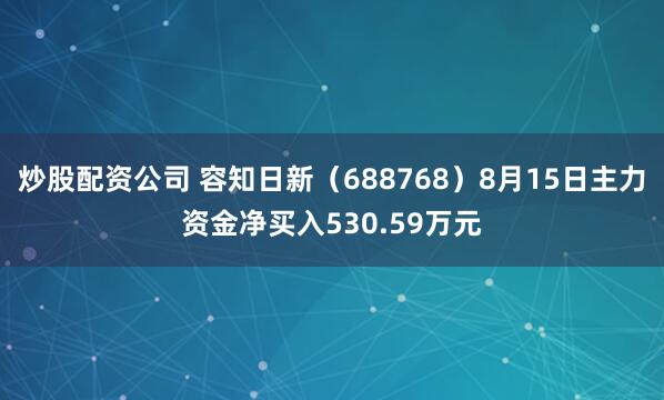 炒股配资公司 容知日新（688768）8月15日主力资金净买入530.59万元